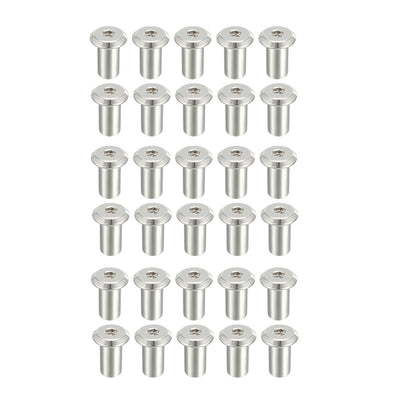 Harfington Uxcell 30pcs M6x15mm Niet Innensechskant Einsatzmutter Schraube Posten vernickelt