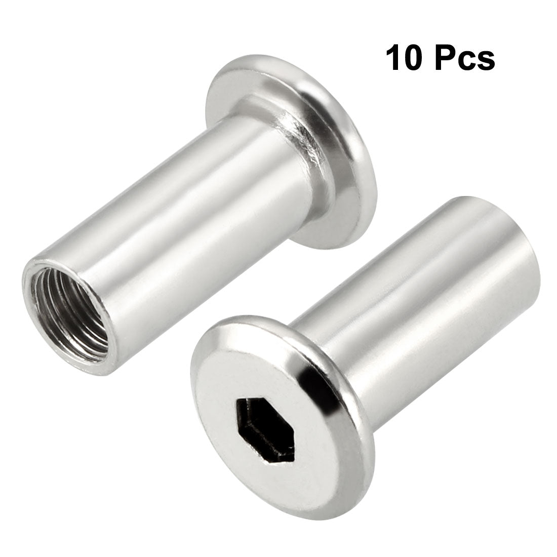 uxcell Uxcell 10pcs M8x22mm Niet Innensechskant Einsatzmutter Schraube Posten vernickelt