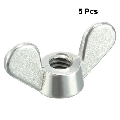 Harfington Uxcell M4 Wing Nuts Zinc Plated Fasteners Parts Butterfly Nut Silver Tone 5pcs