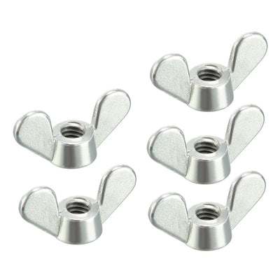 Harfington Uxcell M4 Wing Nuts Zinc Plated Fasteners Parts Butterfly Nut Silver Tone 5pcs