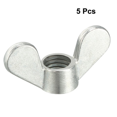 Harfington Uxcell M10 Wing Nuts Zinc Plated Fasteners Parts Butterfly Nut Silver Tone 5pcs