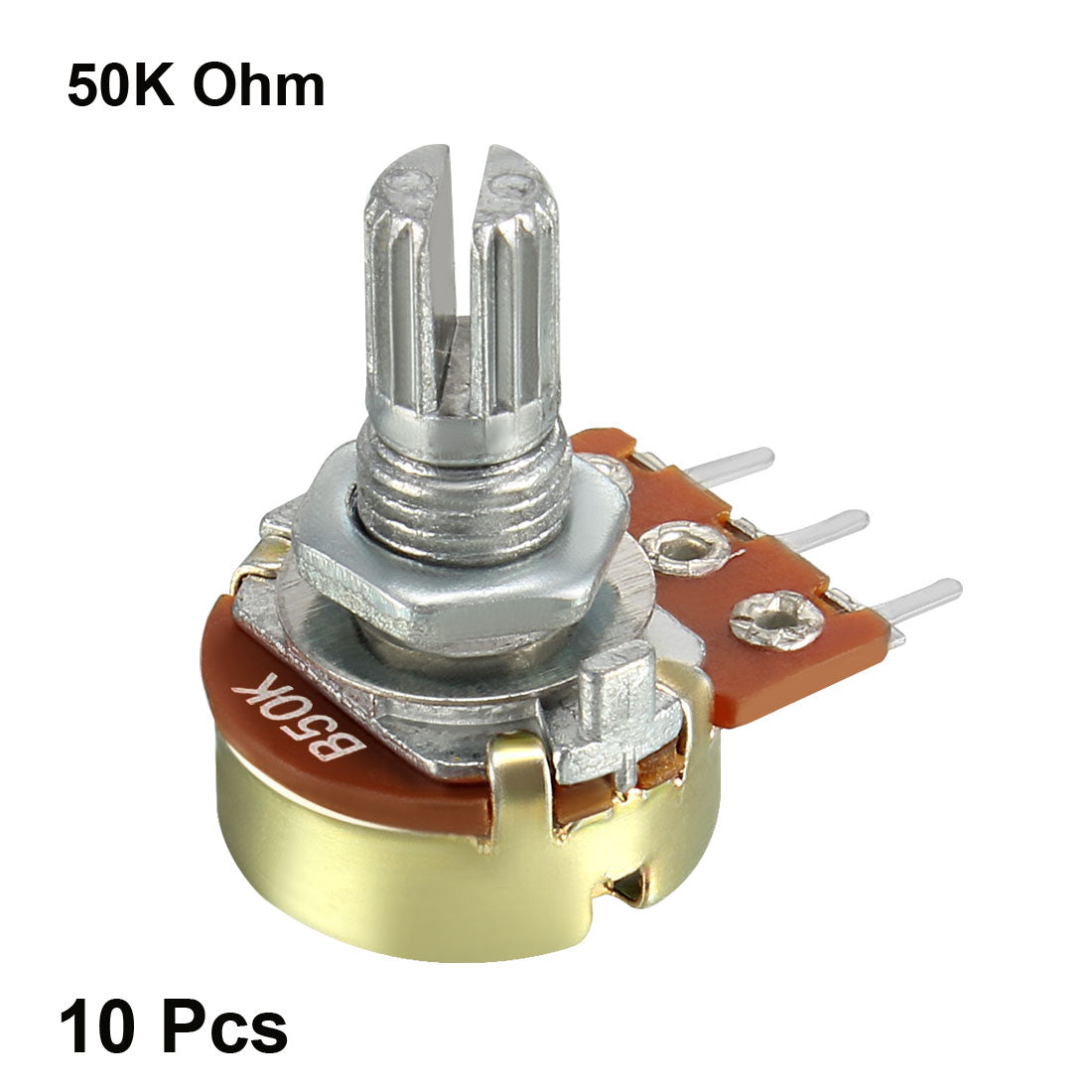 uxcell Uxcell WH148 50K Ohm Variable Resistors Single Turn Rotary Carbon Film Taper Potentiometer 10pcs