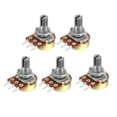 Harfington Uxcell WH148 20K Ohm Variable Resistors Single Turn Rotary Carbon Film Taper Potentiometer 5pcs