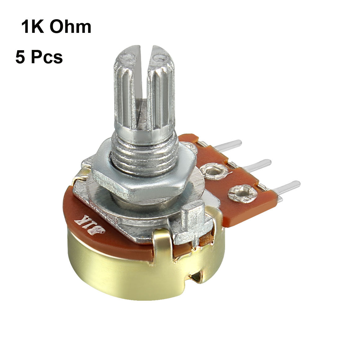 uxcell Uxcell WH148 1K Ohm Variable Resistors Single Turn Rotary Carbon Film Taper Potentiometer 5pcs