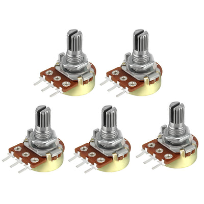 Harfington Uxcell WH148 1K Ohm Variable Resistors Single Turn Rotary Carbon Film Taper Potentiometer 5pcs