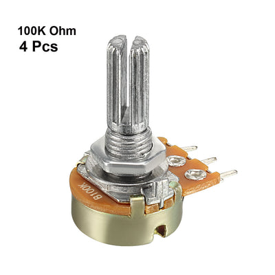 Harfington Uxcell WH148 100K Ohm Variable Resistors Single Turn Rotary Carbon Taper Potentiometer 4pcs