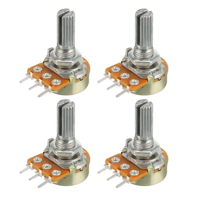 Harfington Uxcell WH148 100K Ohm Variable Resistors Single Turn Rotary Carbon Taper Potentiometer 4pcs