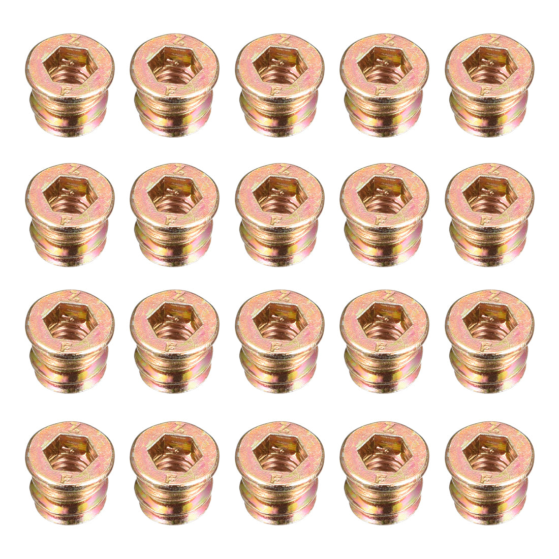 uxcell Uxcell Wood Furniture M6x10mm Threaded Insert Nuts Interface Hex Socket Drive 20pcs