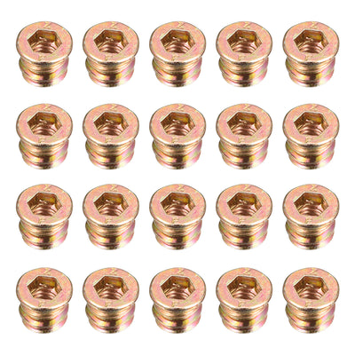 uxcell Uxcell Wood Furniture M6x10mm Threaded Insert Nuts Interface Hex Socket Drive 20pcs