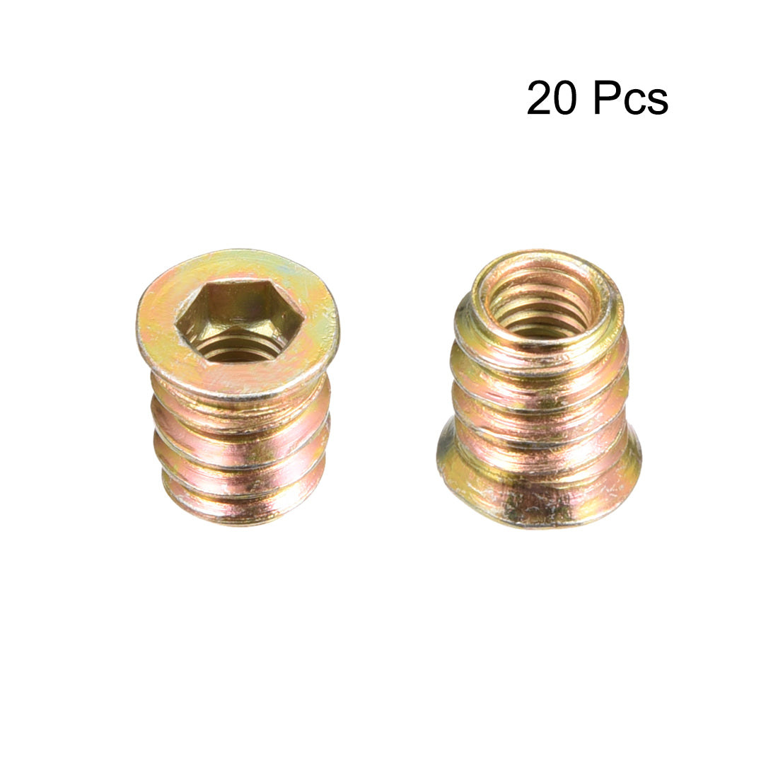 uxcell Uxcell Wood Furniture M6x13mm Threaded Insert Nuts Interface Hex Socket Drive 20pcs