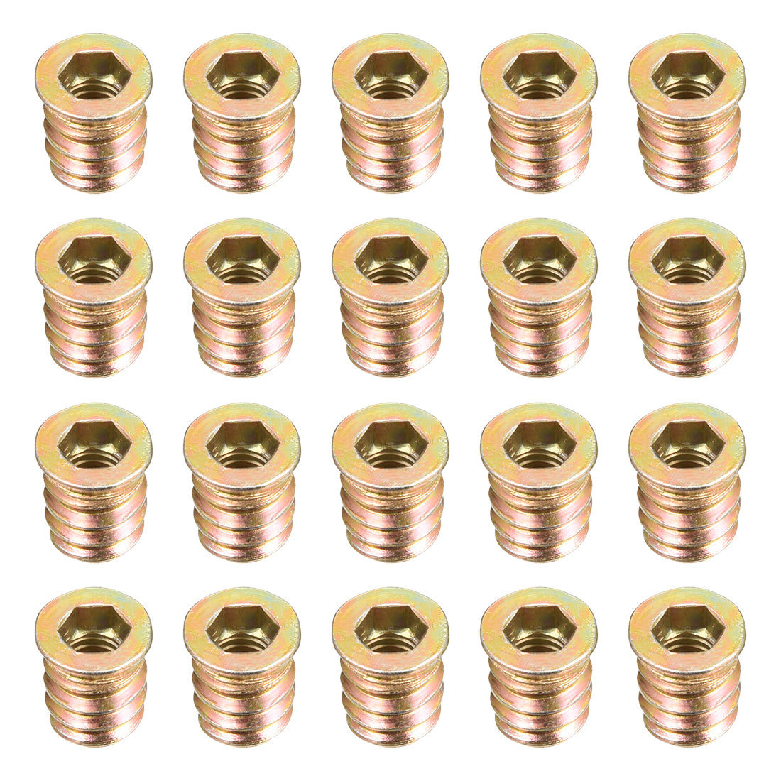 uxcell Uxcell Wood Furniture M6x13mm Threaded Insert Nuts Interface Hex Socket Drive 20pcs