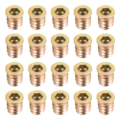 uxcell Uxcell Wood Furniture M6x13mm Threaded Insert Nuts Interface Hex Socket Drive 20pcs