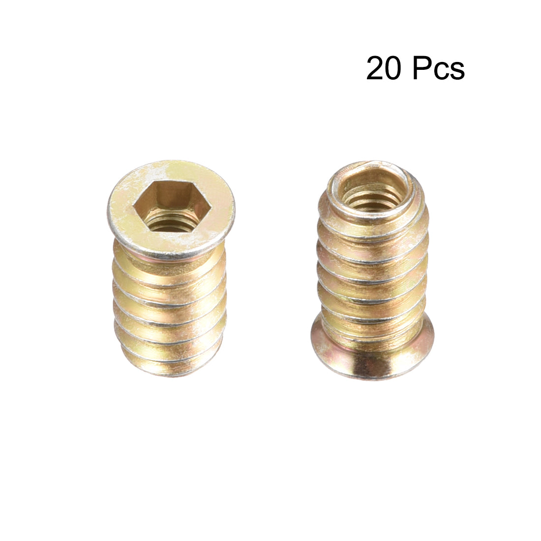 uxcell Uxcell Wood Furniture M6x20mm Threaded Insert Nuts Interface Hex Socket Drive 20pcs