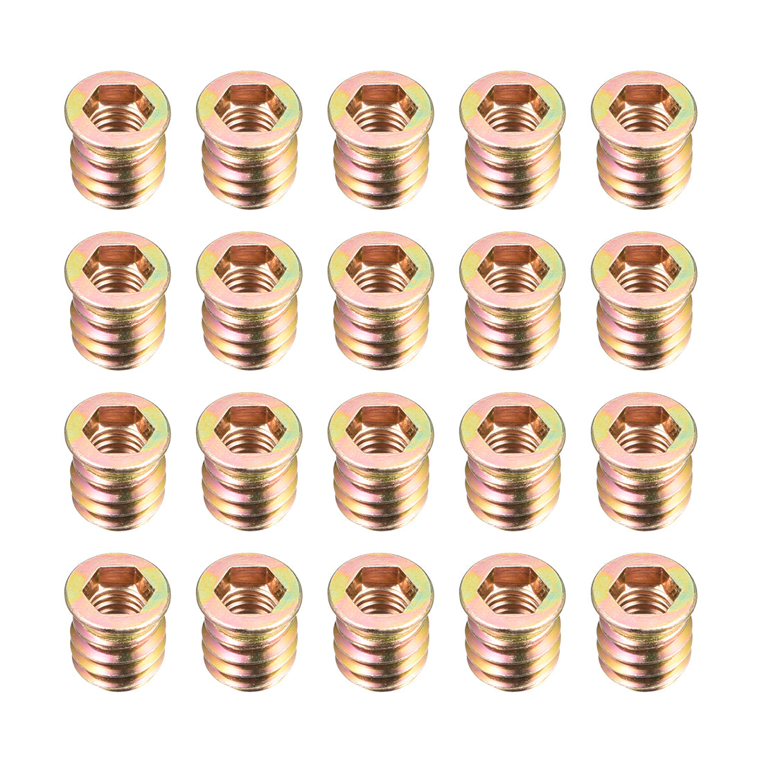 uxcell Uxcell Wood Furniture M8x15mm Threaded Insert Nuts Interface Hex Socket Drive 20pcs