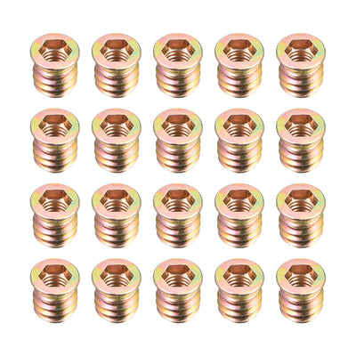 uxcell Uxcell Wood Furniture M8x15mm Threaded Insert Nuts Interface Hex Socket Drive 20pcs