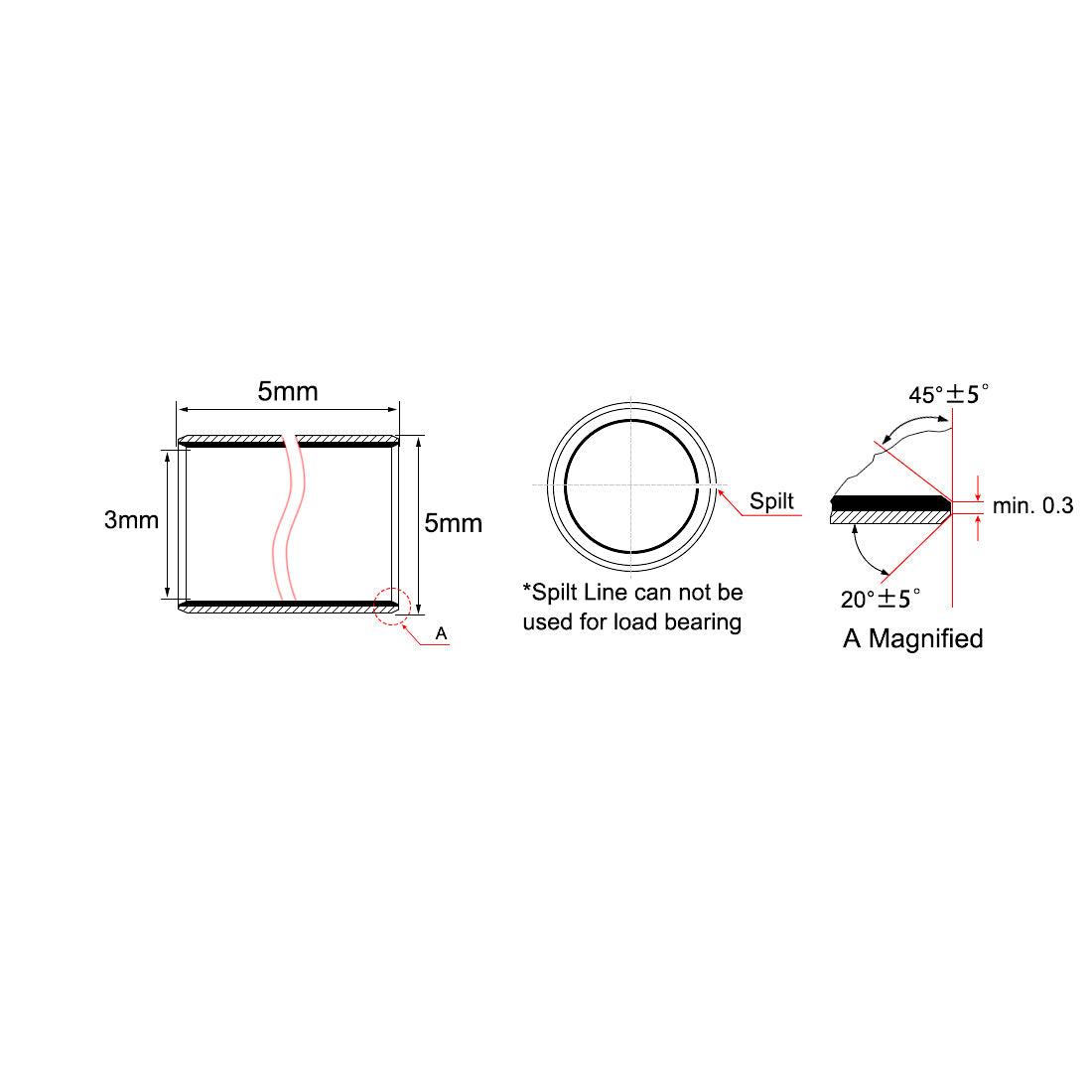 uxcell Uxcell Sleeve Bearing Plain Bearings Wrapped Oilless Bushings