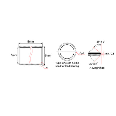 Harfington Uxcell Sleeve Bearing Plain Bearings Wrapped Oilless Bushings