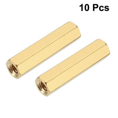 Harfington Uxcell 10pcs Brass Straight PCB Pillar Female Thread Hex Standoff Spacer M3x5x19mm