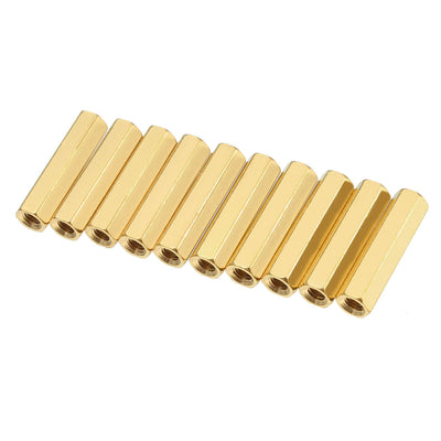 Harfington Uxcell 10pcs Brass Straight PCB Pillar Female Thread Hex Standoff Spacer M3x5x19mm