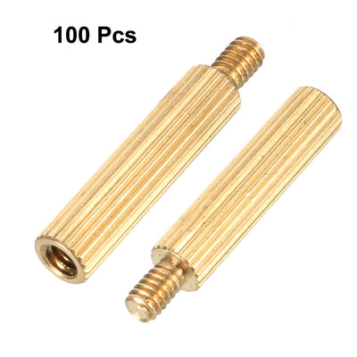 Harfington Uxcell 100pcs M2 12+4mm Female Male Thread Brass Round Standoff Spacer Screw PCB Pillar