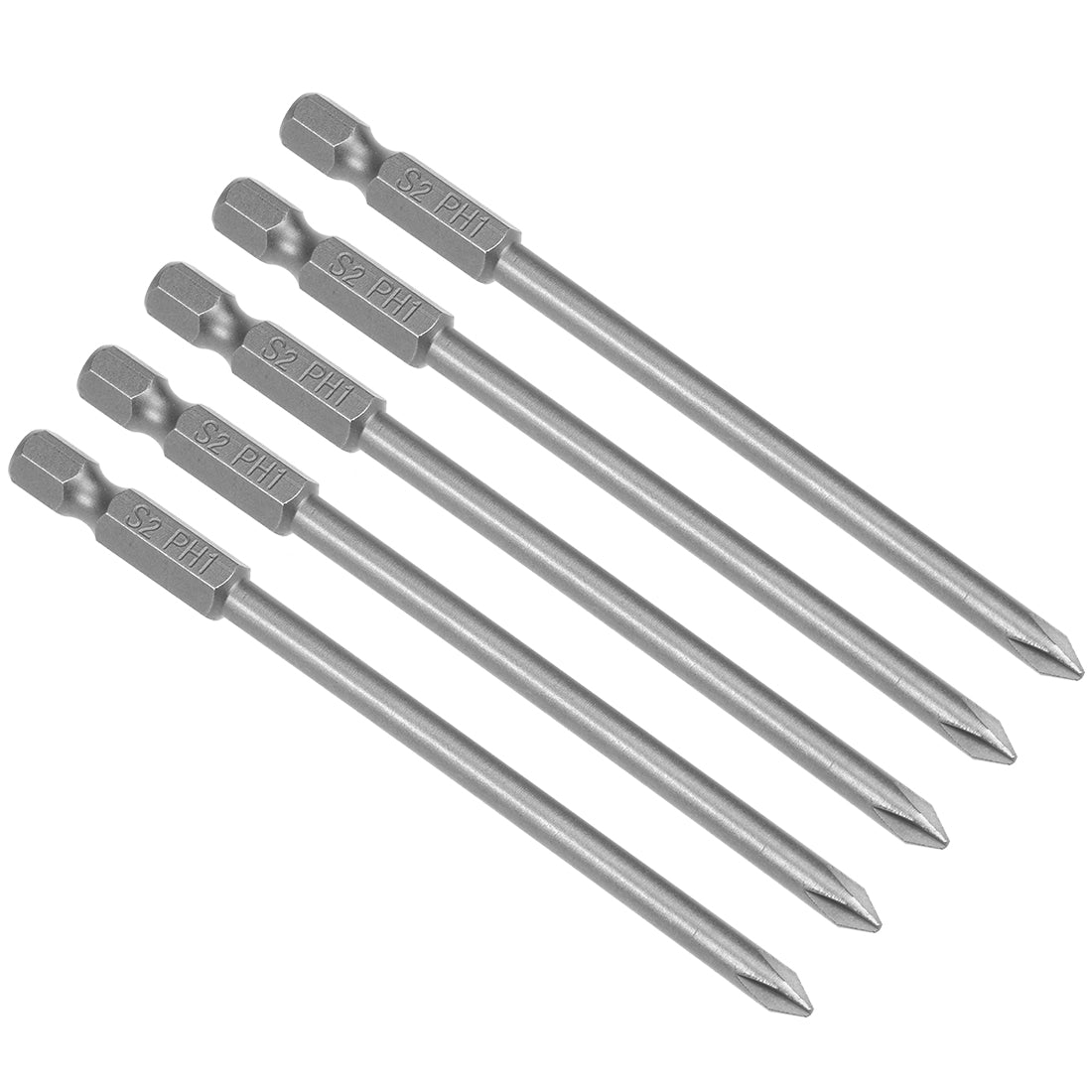 uxcell Uxcell 5 Pcs 1/4 Shank 100mm Length 4.5mm Phillips PH1 Magnetic S2 Screwdriver Bits