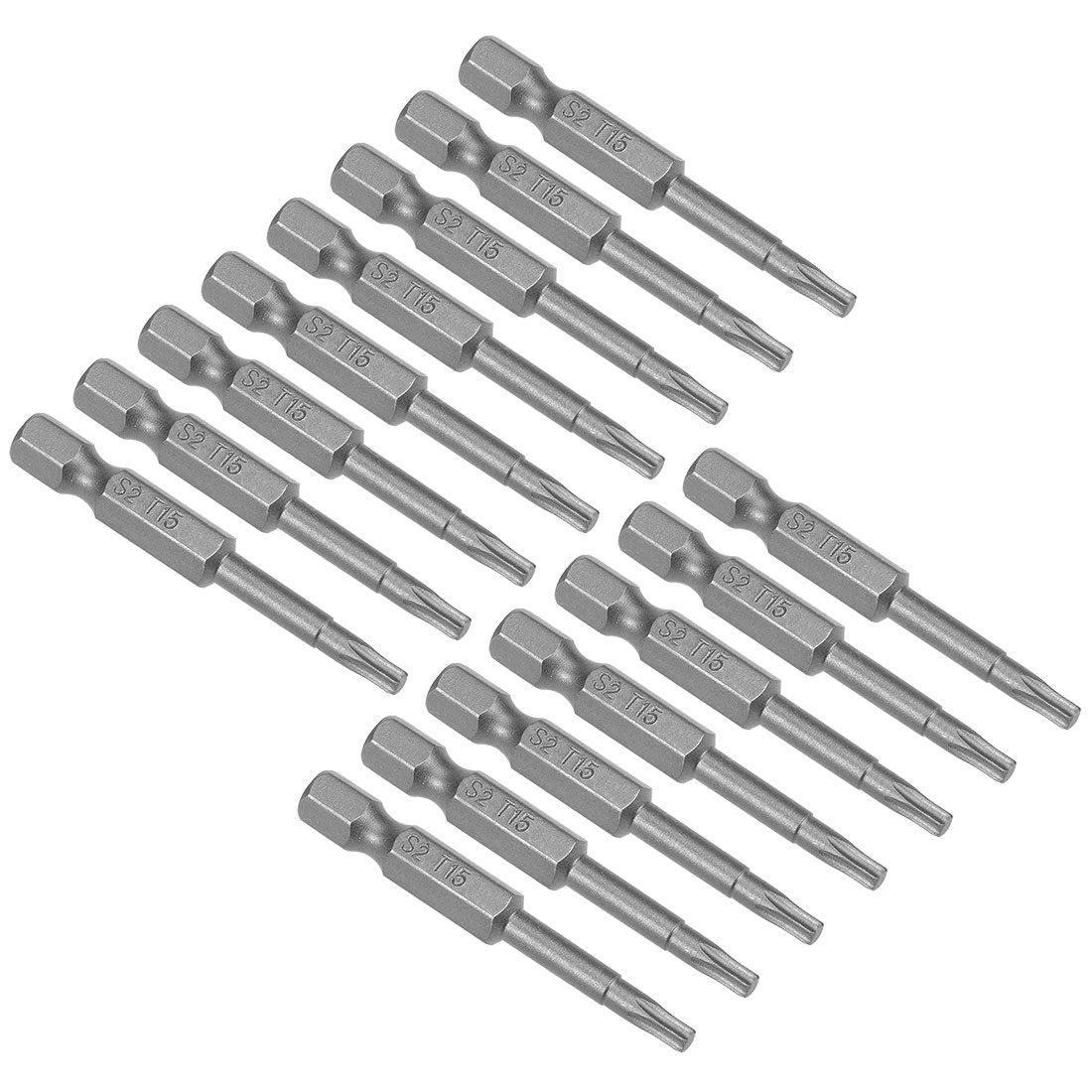 uxcell Uxcell 15pcs 50mm Long 1/4" Hex Shank T15 Magnetic Torx Head Screwdriver Bits S2 High Alloy Steel