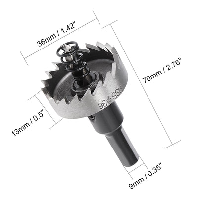 Harfington Uxcell 36mm HSS Drill Bit Hole Saw Cutter for Metal Alloy Wood