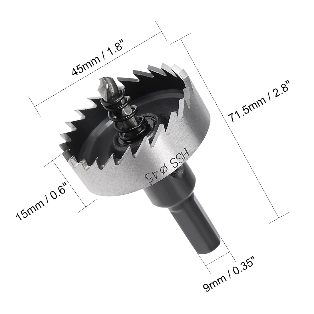 uxcell Uxcell 45mm HSS Drill Bit Hole Saw Cutter for Metal Alloy Wood