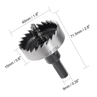 Harfington Uxcell 45mm HSS Drill Bit Hole Saw Cutter for Metal Alloy Wood