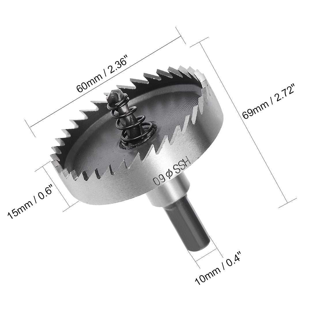 uxcell Uxcell 60mm HSS Drill Bit Hole Saw Cutter for Metal Alloy Wood