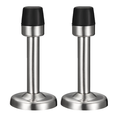 Harfington Uxcell Door Stopper Stop Bumper Wall Protector Sound Dampening Wall Mount w Rubber Tip Silver Tone 2pcs