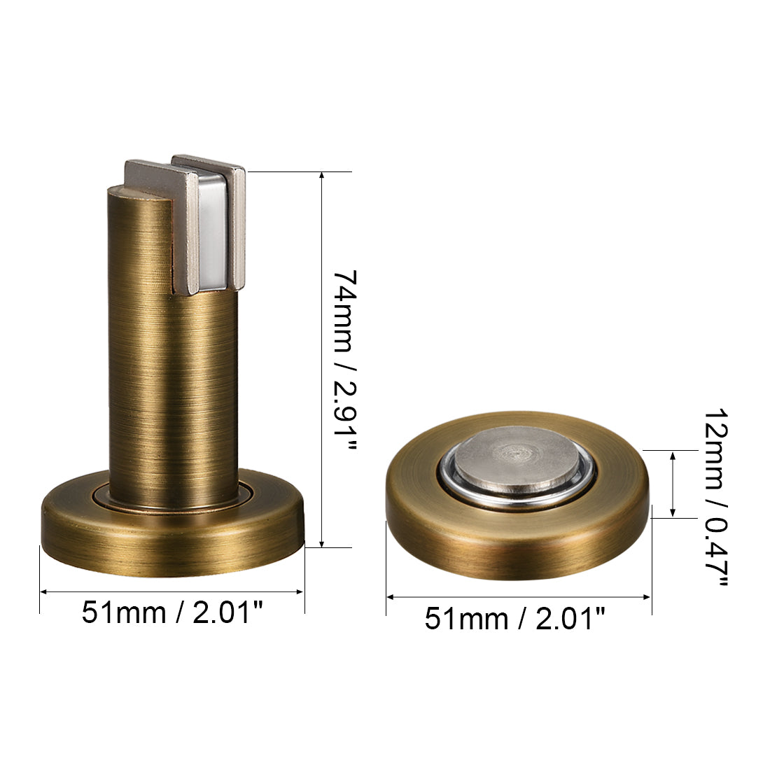 uxcell Uxcell Zinc Alloy Door Magnetic Catch Holder Stopper Doorstop Brushed Floor Mount, Dark Brass Tone