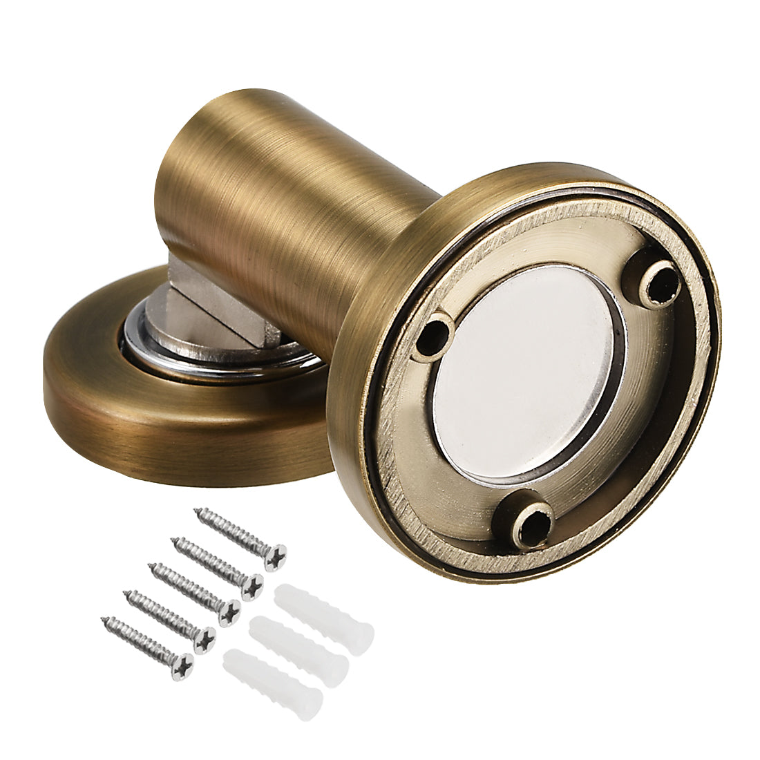 uxcell Uxcell Zinc Alloy Door Magnetic Catch Holder Stopper Doorstop Brushed Floor Mount, Dark Brass Tone