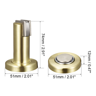 Harfington Uxcell Zinc Alloy Door Magnetic Catch Holder Stopper Doorstop Brushed  Screw Floor Mount Bright Gold