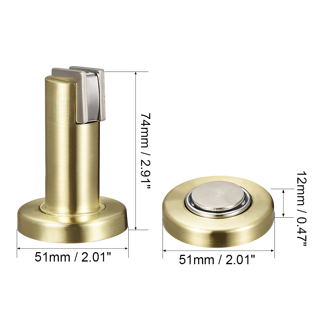 uxcell Uxcell Zinc Alloy Door Magnetic Catch Holder Stopper Doorstop Brushed Conceal Screw Floor Mount Gold Tone 2pcs