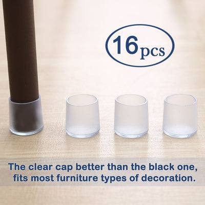 Harfington Uxcell Clear PVC Chair Leg Caps End Tip Feet Furniture Glide Floor Protector 16pcs