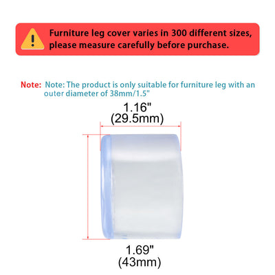 Harfington Uxcell Clear PVC Chair Leg Caps End Tip Feet Cover Furniture Glide Floor Protector 8pcs 1.5" 38mm Inner Diameter, Reduce Noise Prevent Scratch