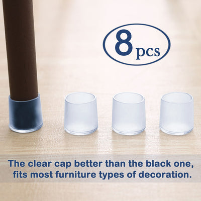 Harfington Uxcell Clear PVC Chair Leg Caps End Tip Feet Cover Furniture Glide Floor Protector 8pcs 1.5" 38mm Inner Diameter, Reduce Noise Prevent Scratch