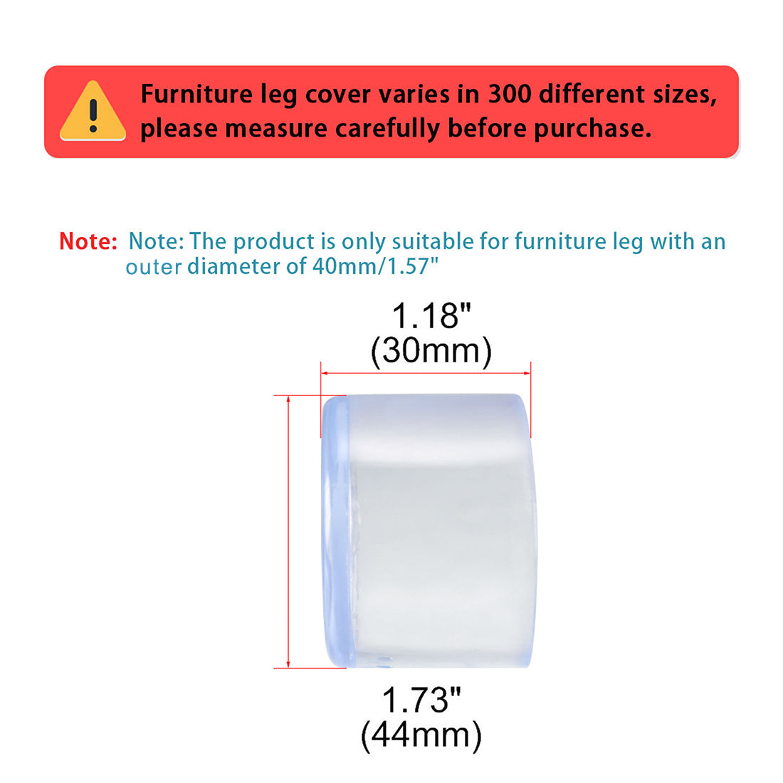 uxcell Uxcell Clear PVC Sofa Chair Leg Cap End Tip Feet Cover Furniture Glide Floor Protector 4pcs 1.57" 40mm Inner Diameter, Reduce Noise Prevent Scratch
