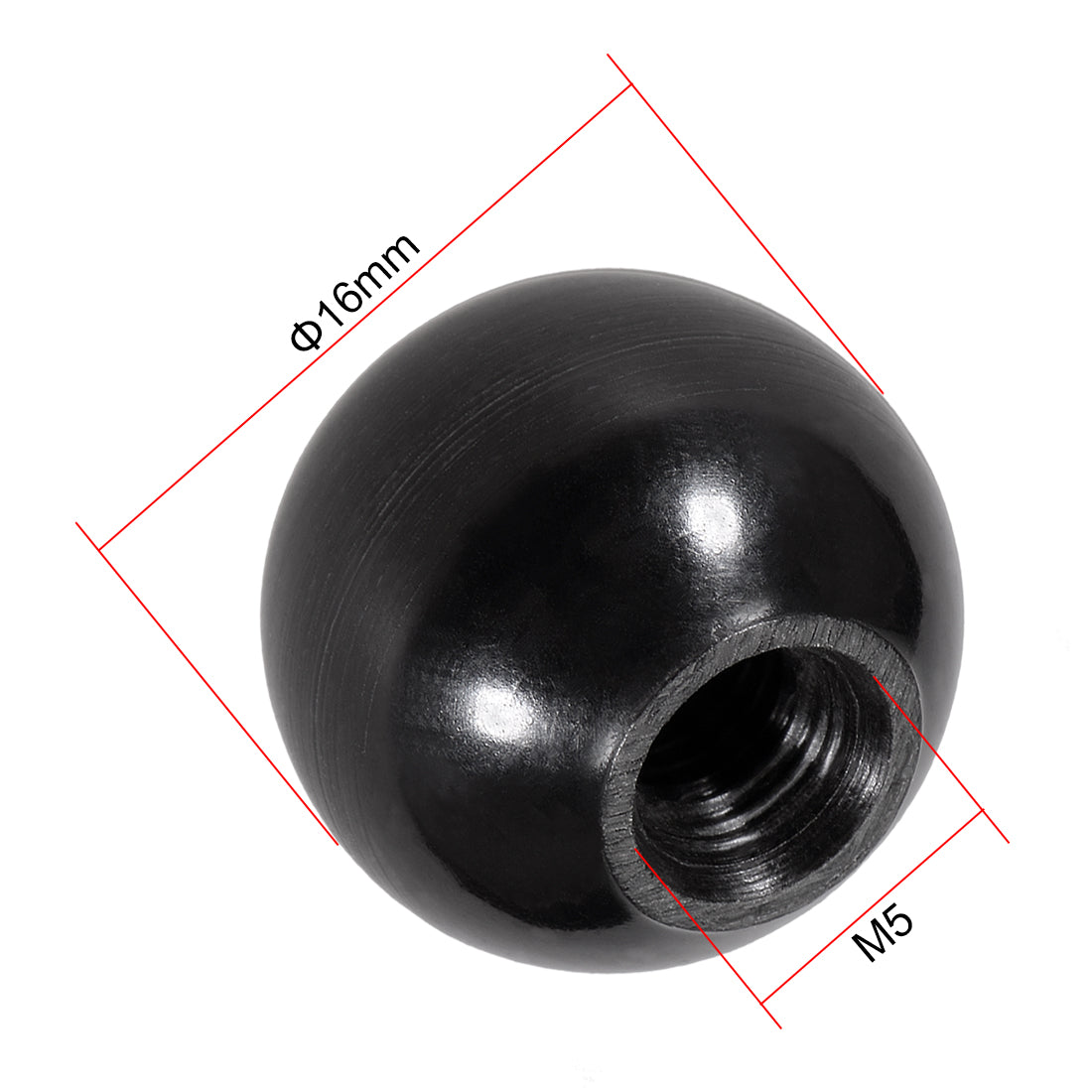 uxcell Uxcell 20 Pcs Thermoset Ball Knob M5 Female Thread Machine Handle 16mm Diameter Smooth Rim Black