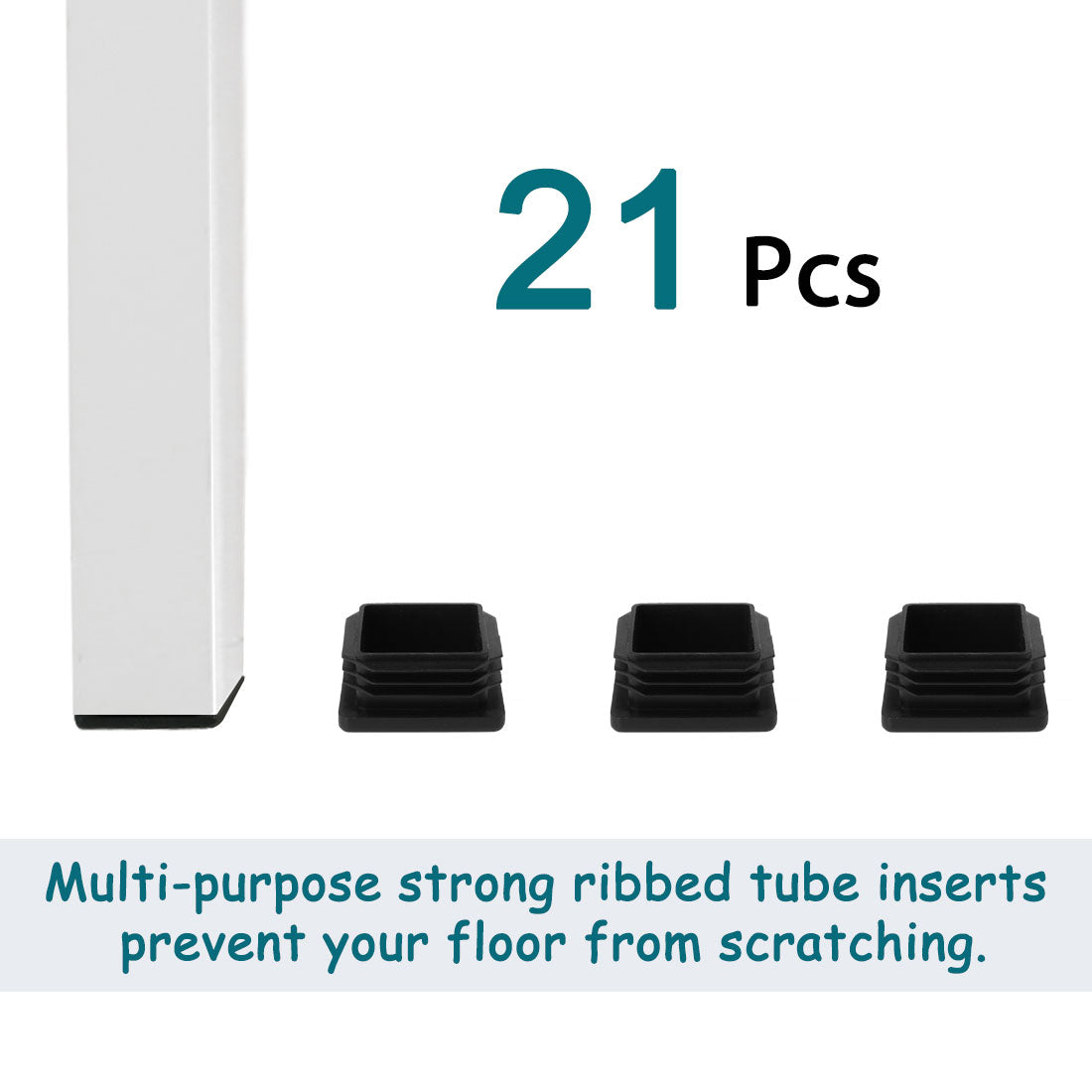 Uxcell Uxcell Square Tube Inserts Chair Floor Protector for 1.38" to 1.46" Inner Size 21pcs