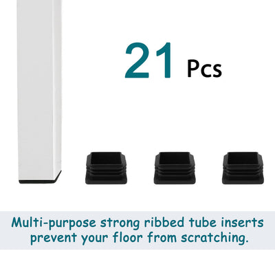 Harfington Uxcell Square Tube Inserts Chair Floor Protector for 1.38" to 1.46" Inner Size 21pcs