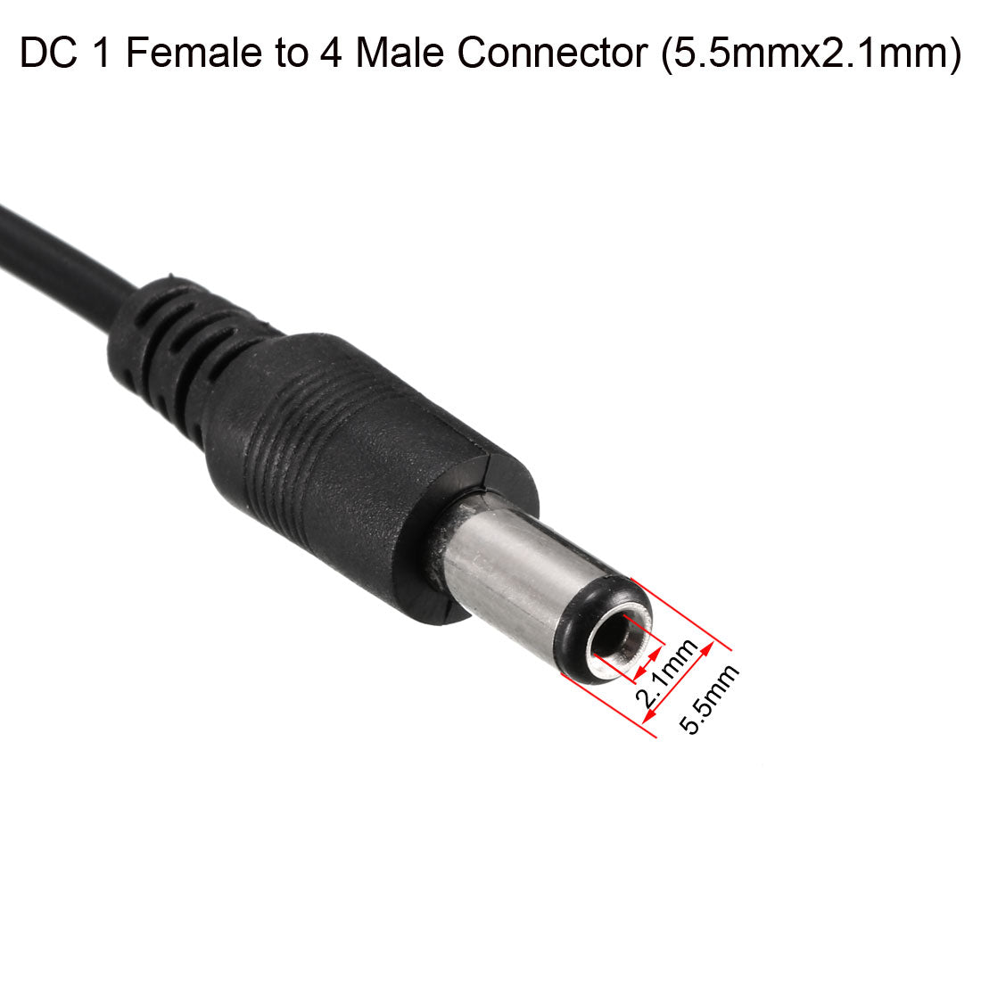 uxcell Uxcell 2 Stück 1 Buchse auf 4 Stecker 5,5 mm x 2,1 mm 40 cm DC Strom Verteiler Kabel für CCTV Kameras