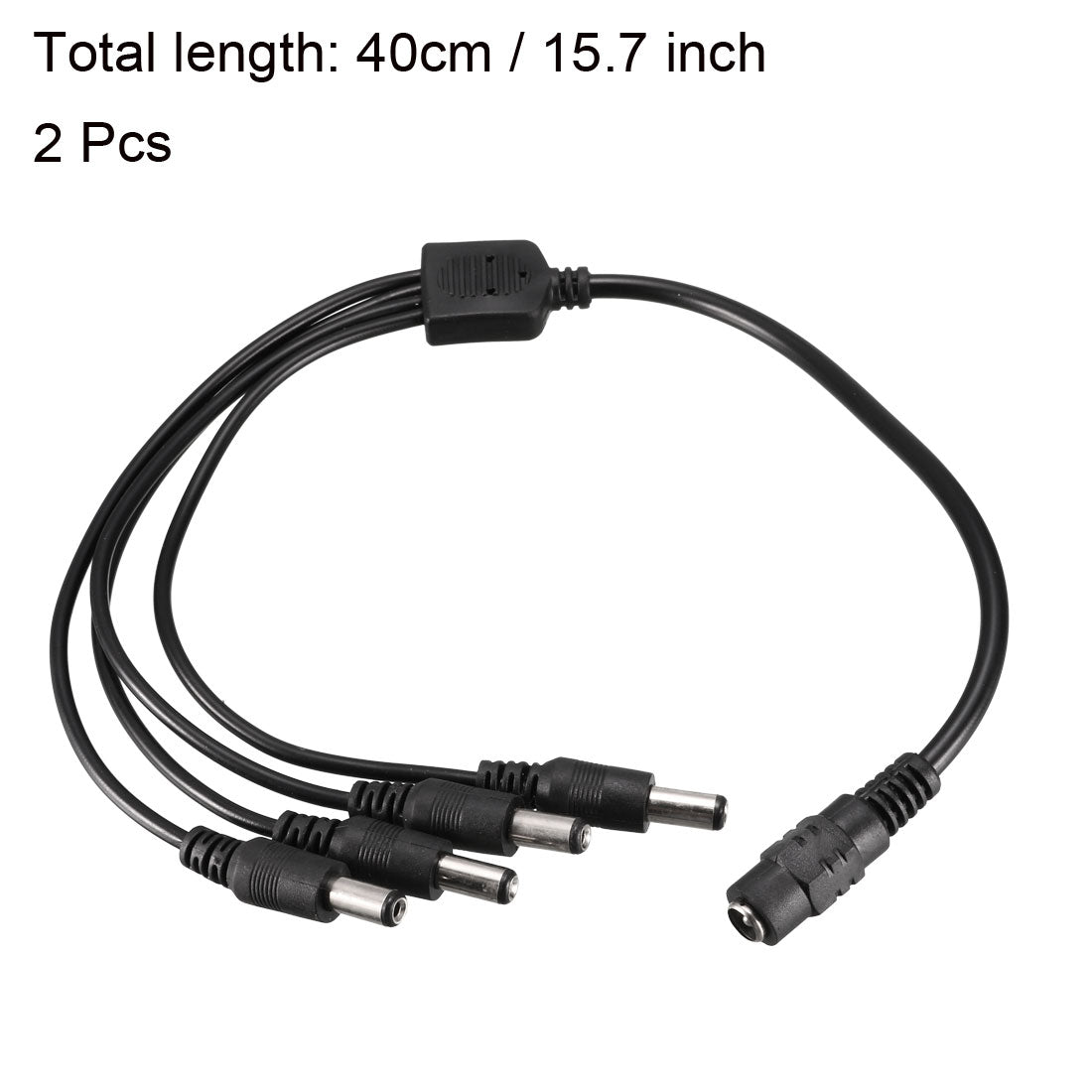 uxcell Uxcell 2 Stück 1 Buchse auf 4 Stecker 5,5 mm x 2,1 mm 40 cm DC Strom Verteiler Kabel für CCTV Kameras