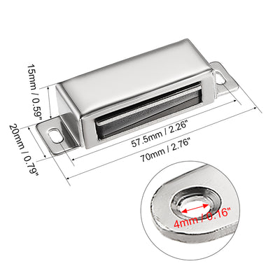 Harfington Uxcell 2Pcs Door Cabinet Magnetic Catch Magnet Latch Closure Stainless Steel 70mm Length