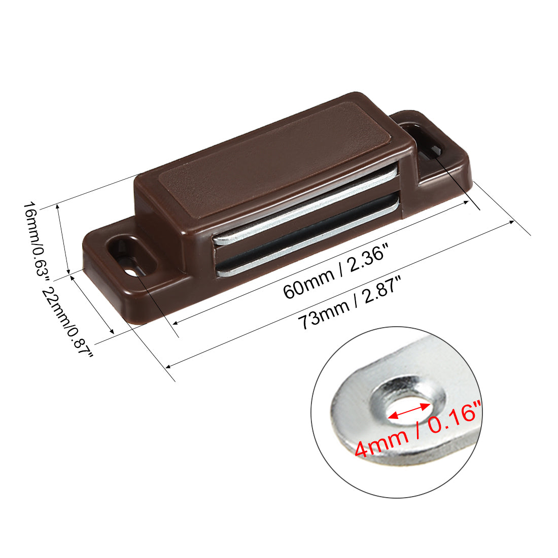 uxcell Uxcell 5Pcs Door Cabinet Magnetic, Catch Magnet Latch Closure ABS Brown 73mm Length