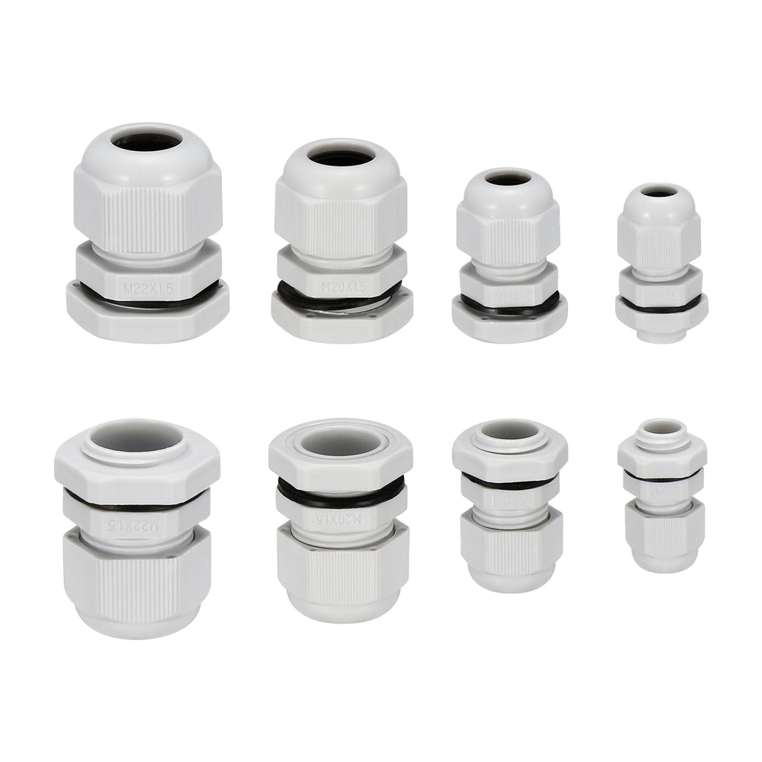 uxcell Uxcell M12 M18 M20 M22 Cable Gland Waterproof Plastic Joint Adjustable Locknuts for 3-6.5mm 5-10mm 6-12mm 10-13mm Dia Cable Wire 40Pcs