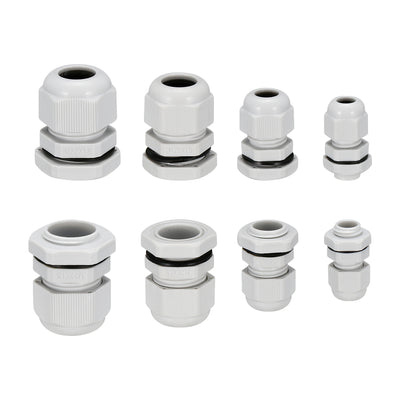 Harfington Uxcell M12 M18 M20 M22 Cable Gland Waterproof Plastic Joint Adjustable Locknuts for 3-6.5mm 5-10mm 6-12mm 10-13mm Dia Cable Wire 40Pcs