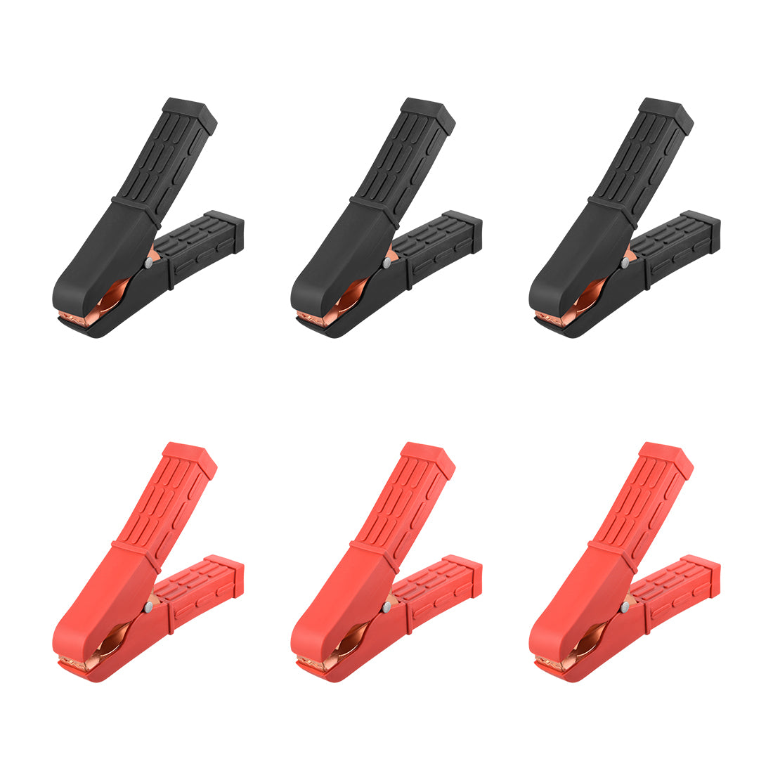 uxcell Uxcell 6 Pcs Copper Coated Alligator Clip Adapter 100A Test Clamp Full Shroud Red Black