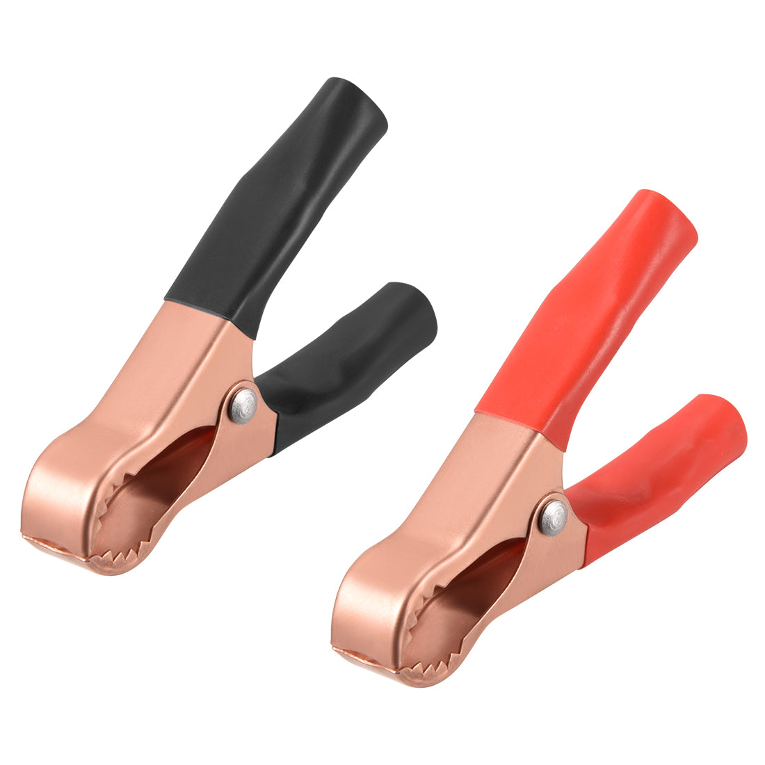 uxcell Uxcell 2 Pcs Copper Coated Alligator Clip Adapter 50A Test Clamp Half Shroud Red Black